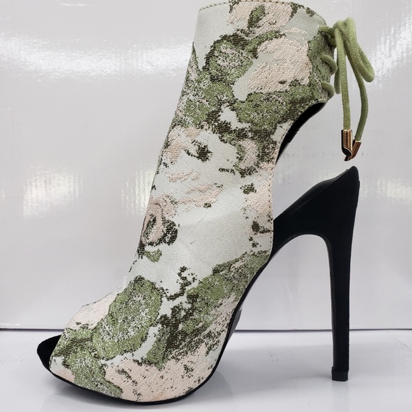 Olive Green Print 5" High Heel Shoes - Picture 6 of 8